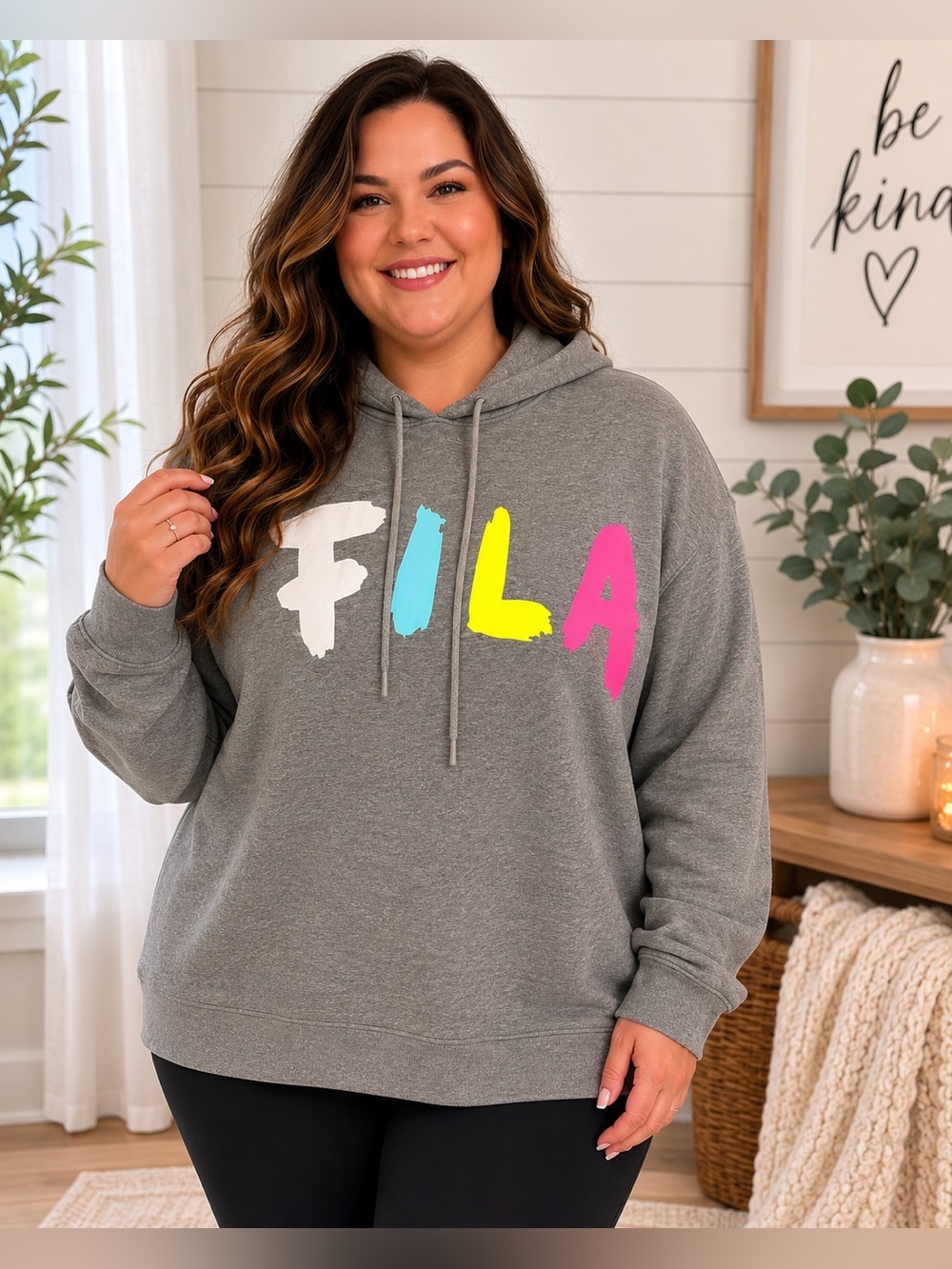 NWT FILA Gray Logo Hoodie Sweatshirt